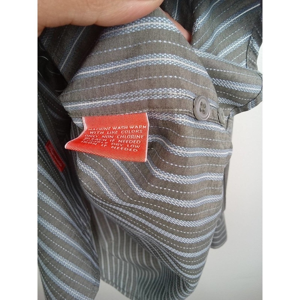 Faconnable Shirt Mens Medium Striped Cotton Long Sleeve Button Down Casual Gray - Picture 8 of 8